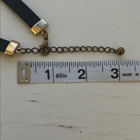 NWOT Leather Gold Accent Chunky Black White Brown Statement Necklace - Picture 11 of 11